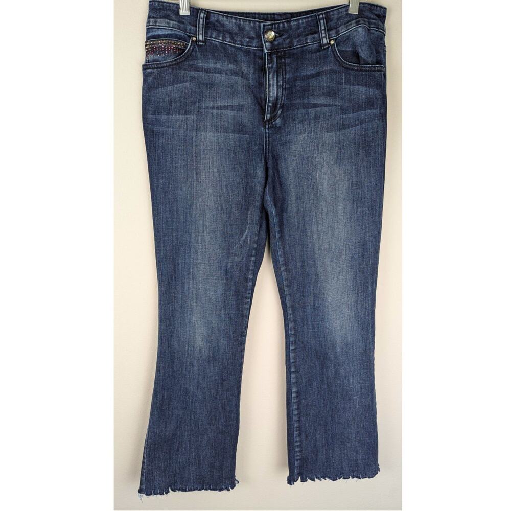 Chico'sY2K Platinum sz1 Wiskers bootcut bling some distressing no cuts flareGUC